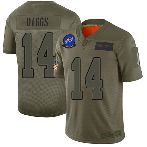 Nike Bills #14 Stefon Diggs Camo Youth Stitched NFL Limited 2019 Salute To Service Jersey